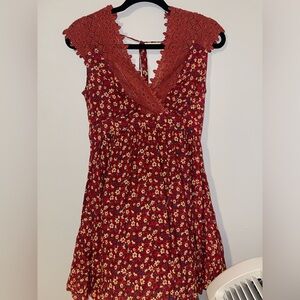 Pinky Soul Short Floral Red Dress